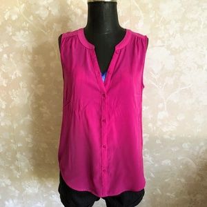 Fuchsia Short Sleeve Blouse Medium